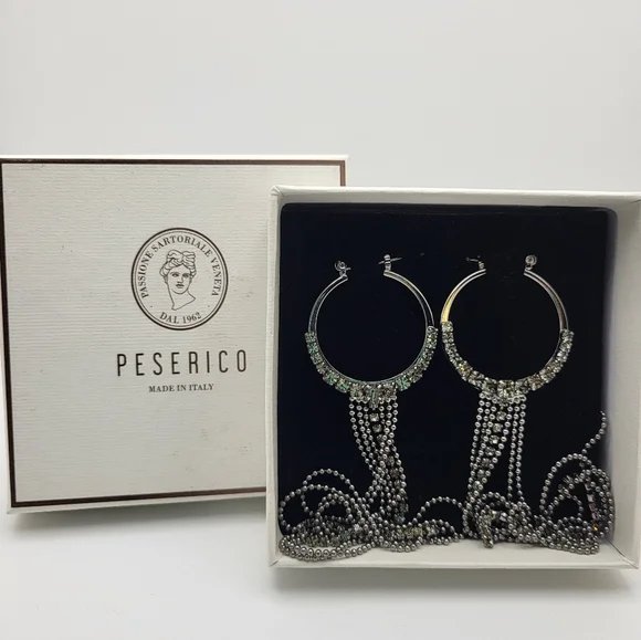 PESERICO Crystal Chandelier Earrings NIB - Picture 6 of 10